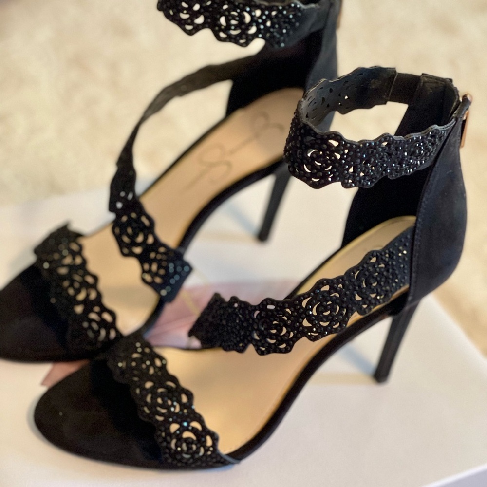NEW! Jessica Simpson-Geela Black Suede Heels, Size 7.5M